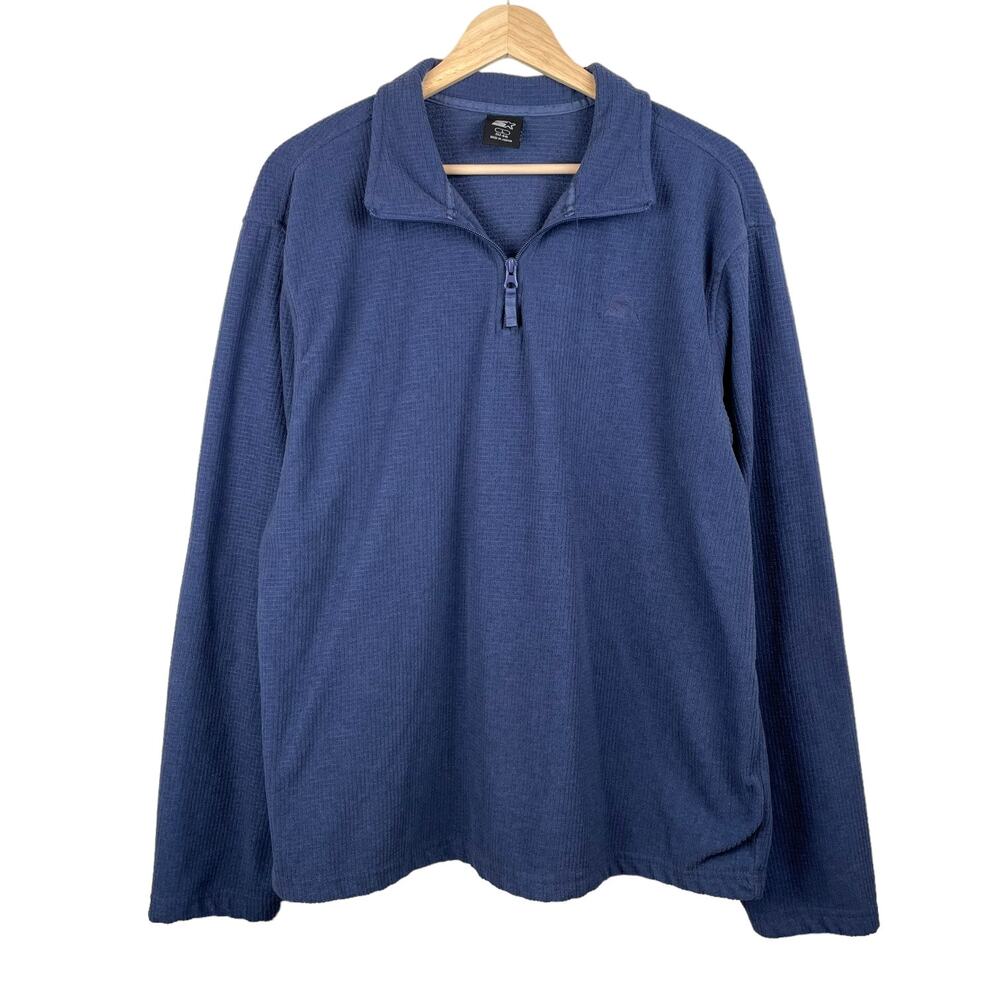 Starter Mens L Navy Blue 1/4 Zip Fleece Pullover Sweater Gorpcore Normcore Sport